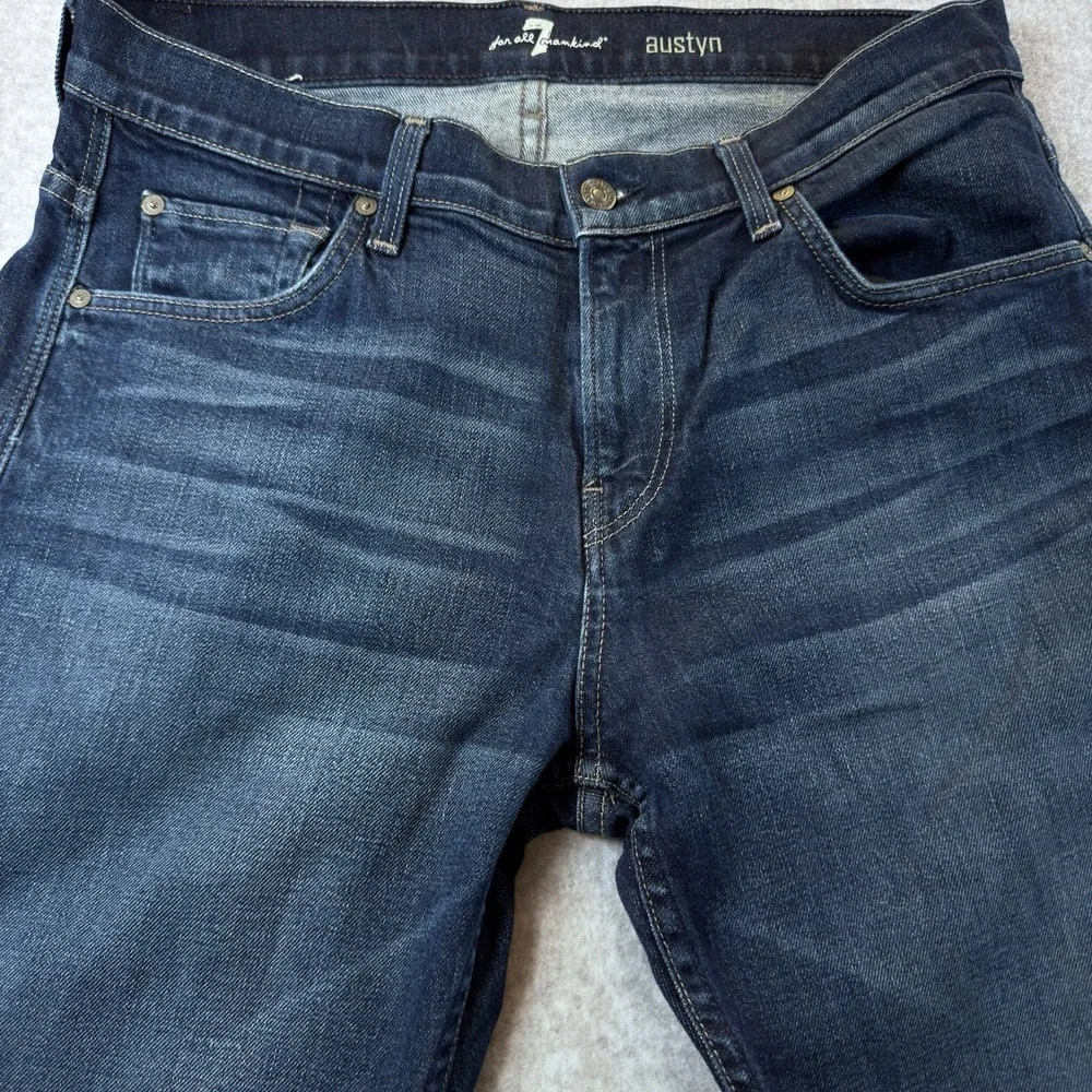 7 For All Mankind Austyn Jeans Mens 34* Blue Relaxed Straight Stretch Denim